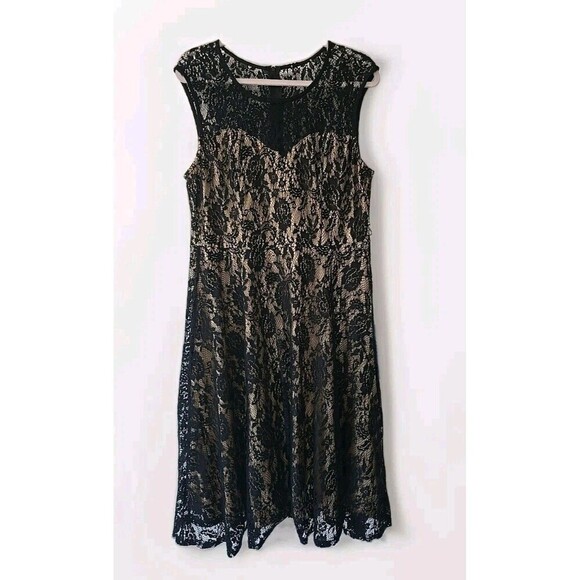 Women's Plus Size 1x Fancy Gothic Look Dress Black Lace Rose Great For Halloween - Picture 2 of 4